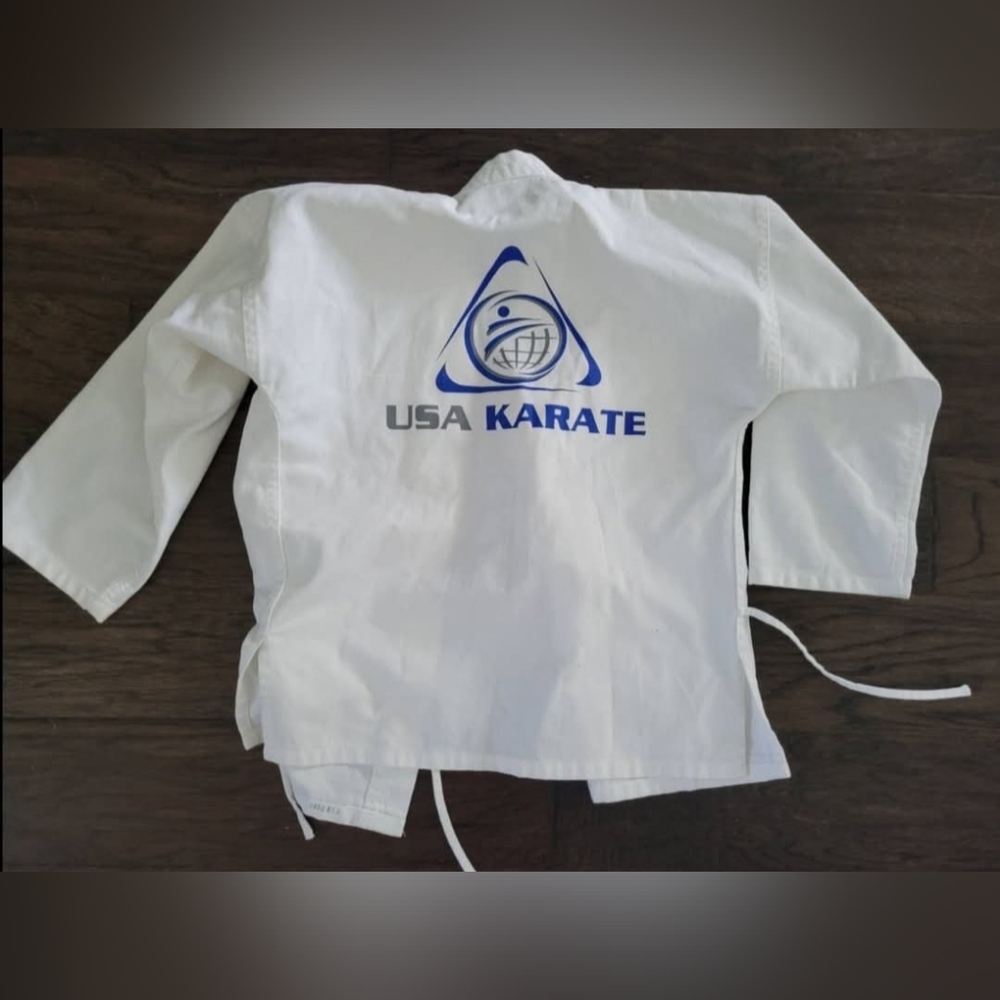 USA KARATE White Gi Jacket with Blue Logo